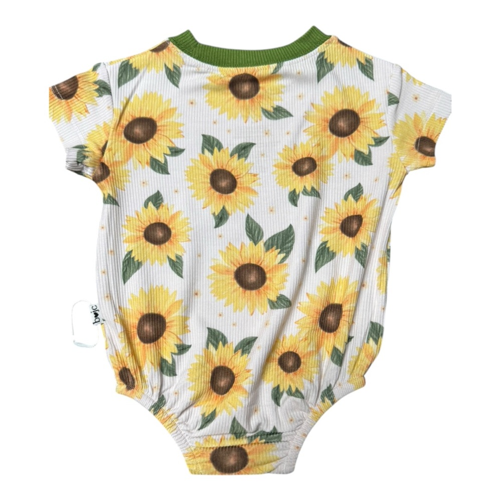 BOJC Ribbed Sunflower Baby Bodysuit with Green Accents - Picture 2 of 4